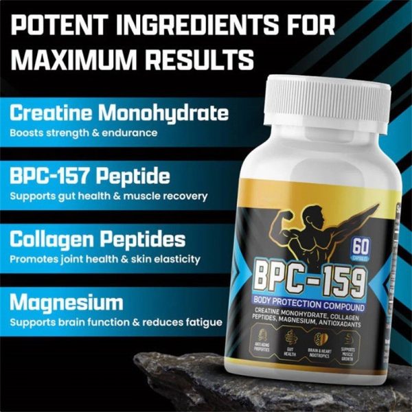 BPC-157 Blend with Creatine Monohydrate, Collagen Peptides & Magnesium Gluten Free | 60 Capsules