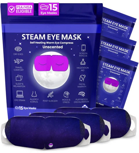 Steam Eye Mask - Self-Heating Warm Eye Compress for Dry Eyes [packaging may vary]