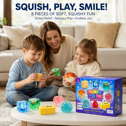 8-Piece Squishy Fun Box – Soft Sensory Toys for Kids, Stress Relief & Fidget Play