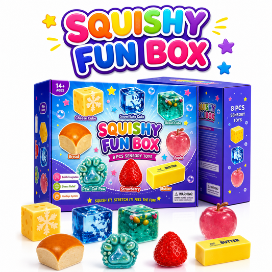 8-Piece Squishy Fun Box – Soft Sensory Toys for Kids, Stress Relief & Fidget Play