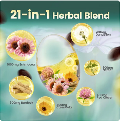 Lymphatic Drainage Support -21-in-1 Advanced Botanical Formula | 240 Softgels