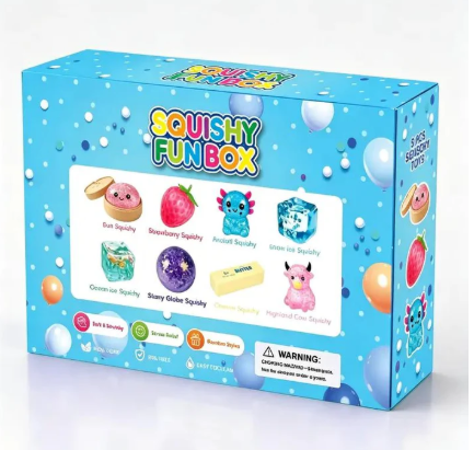 8-Piece Squishy Fun Box – Soft Sensory Toys for Kids, Stress Relief & Fidget Play