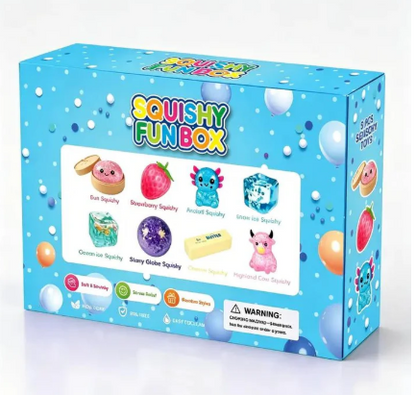 8-Piece Squishy Fun Box – Soft Sensory Toys for Kids, Stress Relief & Fidget Play